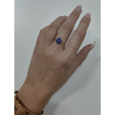 Anillo flor abalorios